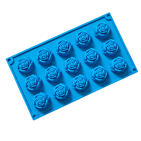 MOLDE DE SILICONE ROSA FLÔR 15 CAVIDADES