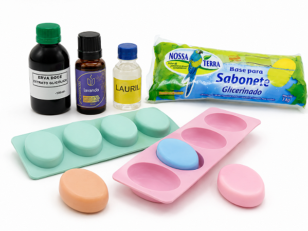 KIT 08 SABOARIA PARA INICANTE FORMA GLICERINA ESSENCIA E LAURIL
