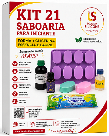 KIT 21 SABOARIA PARA INICANTE FORMA GLICERINA ESSENCIA E LAURIL