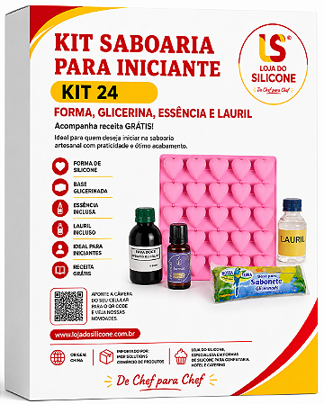 KIT 24 SABOARIA PARA INICANTE FORMA GLICERINA ESSENCIA E LAURIL