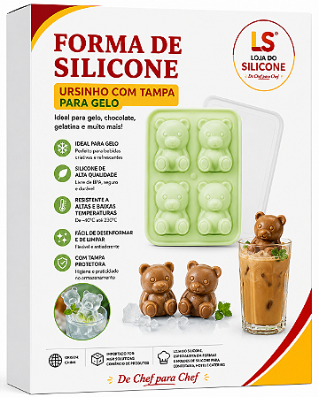FORMA DE SILICONE PARA GELO URSINHO 4 CAVIDADES