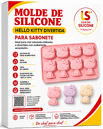 FORMA DE SILICONE HELLO KITTY DIVERTIDA PRATICA E VERSATIL