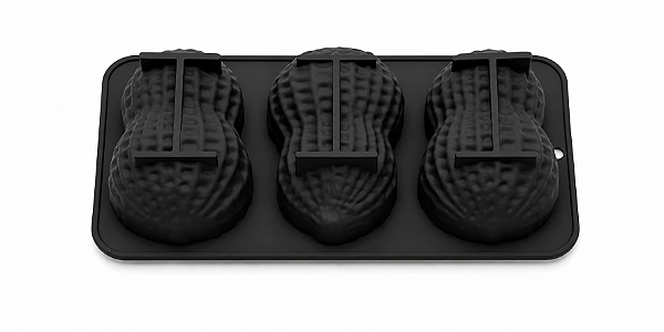 FORMA DE SILICONE PRETO MODELO AMENDOIM 03 CAVIDADES