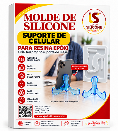 MOLDE DE SILICONE PARA RESINA EPOXI SUPORTE DE CELULAR