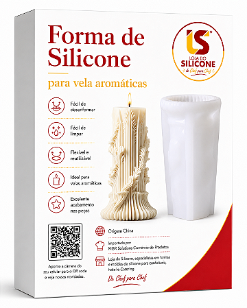 MOLDE DE SILICONE PARA VELAS AROMÁTICAS, COLUNA DECORADA