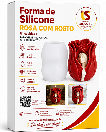 MOLDE DE SILICONE ROSA COM ROSTO PARA VELAS AROMÁTICAS