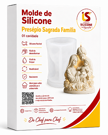 MOLDE DE SILICONE SAGRADA FAMILIA PRESÉPIO PARA VELAS E ARTESENATOS