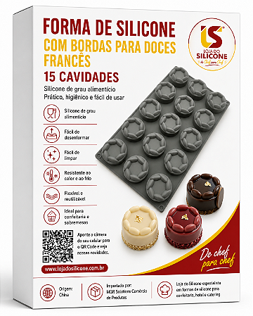 FORMA DE SILICONE COM BORDAS PARA DOCES E SOBREMESAS