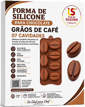 FORMA DE SILICONE GRÃO DE CAFÉ 7 CAVIDADES