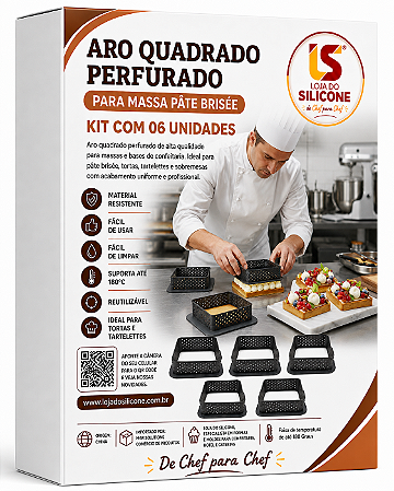 ARO DE SILICONE PERFURADO QUADRADO KIT COM 06 PEÇAS