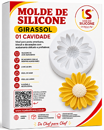 MOLDE DE SILICONE GIRASSOL PARA BISCUIT E PASTA AMERICANA