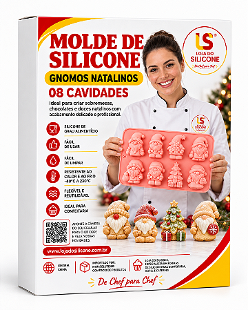 MOLDE DE SILICONE GNOMOS NATALINOS 8 CAVIDADES