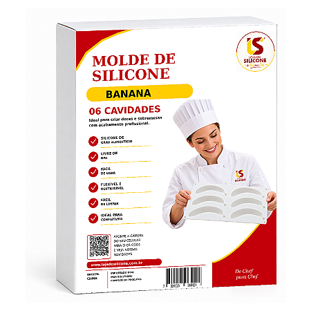 MOLDE DE SILICONE BANANA COM 6 CAVIDADES MODELO 02