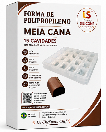 FORMA DE POLIPROPILENO MEIA CANA PARA CHOCOLATE