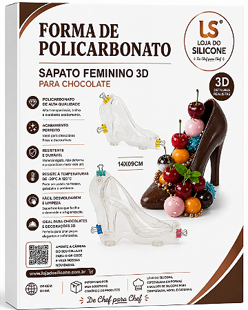 MOLDE DE POLICARBONATO SAPATO PARA CHOCOLATE 3D