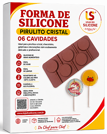 MOLDE PARA PIRULITO 5CM EM SILICONE 5 CAVIDADES