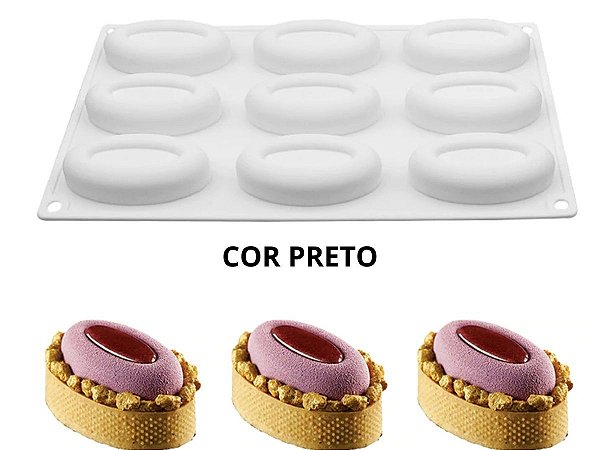 FORMA DE SILICONE OVAL COM RELEVO PARA CONFEITARIA