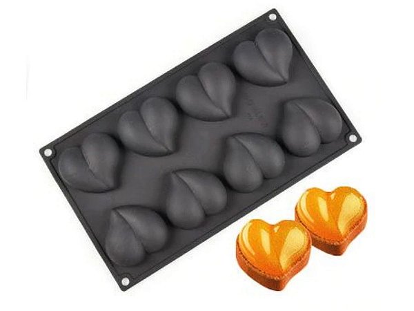MOLDE SILICONE CORAÇÃO 3D PARA DOCES E SOBREMESAS
