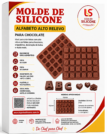 MOLDE DE SILICONE COM LETRAS DO ALFABETO