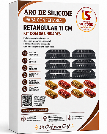 ARO DE SILICONE RETANGULAR ESTILO FRANCÊS KIT COM 06 PEÇAS