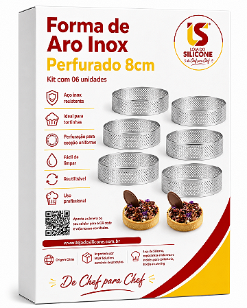 ARO INOXIDÁVEL PERFURADO ESTILO FRANCÊS KIT COM 6 PEÇAS