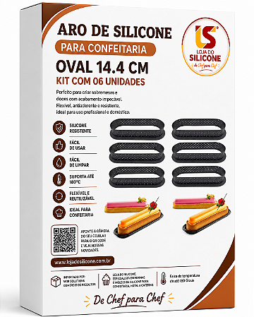 ARO DE SILICONE OVAL ESTILO FRANCÊS KIT COM 06 PEÇAS