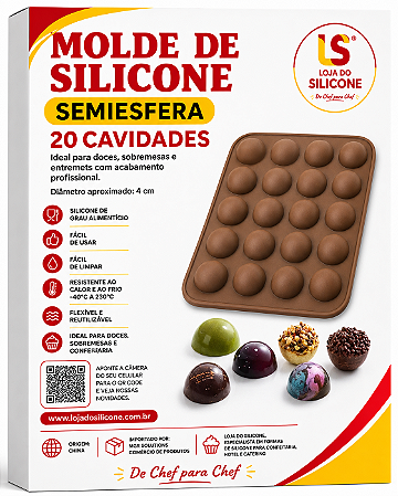 MOLDE DE SILICONE SEMI ESFERA 20 CAVIDADES