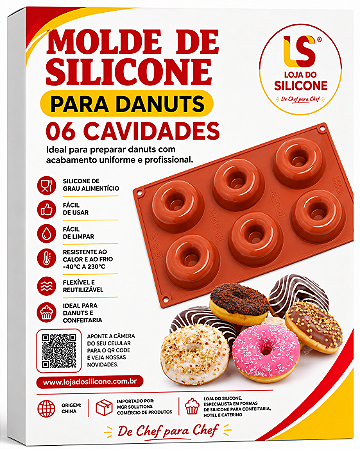 FORMA SILICONE PARA SAVARIM OU DONUTS 06 CAVIDADES