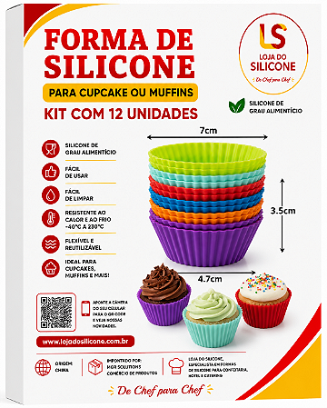 FORMINHA DE SILICONE PARA CUPCAKE KIT COM 12