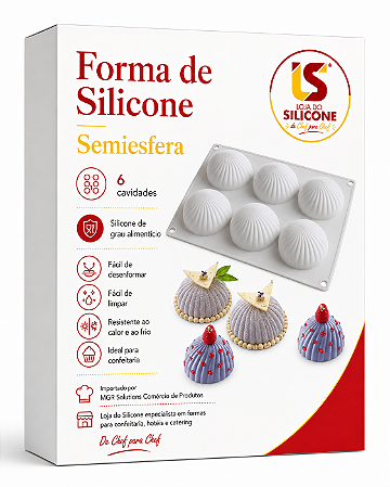 MOLDE DE SILICONE SEMI ESFERA PARA DOCES E SOBREMESAS