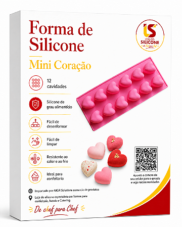 MOLDE DE SILICONE CORAÇÃO 12 CAVIDADES