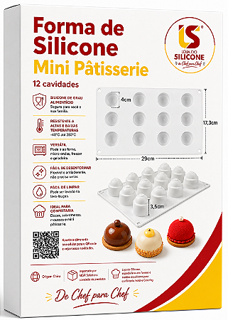 MOLDE DE SILICONE PARA MINI PÂTISSERIE 12 CAVIDADES