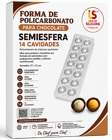 MOLDE DE POLICARBONATO PARA CHOCOLATE SEMIESFERA