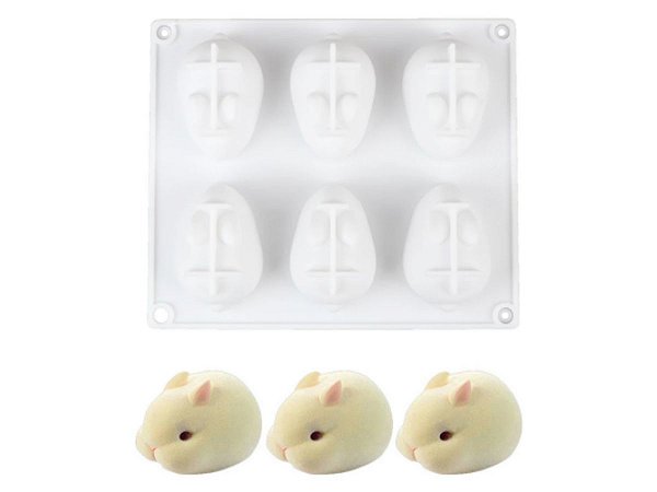 MOLDE DE SILICONE COELHO 3D PÁSCOA