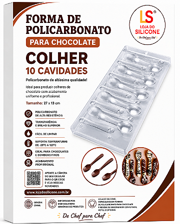 MOLDE COLHER 3D POLICARBONATO PARA CHOCOLATE