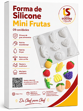 MOLDE DE SILICONE FRUTAS 3D PARA PASTA AMERICANA E BISCUIT
