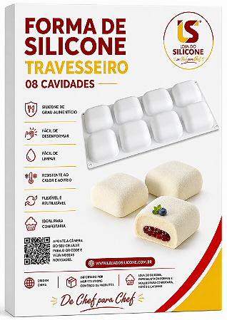 MOLDE DE SILICONE TRAVESSEIRO PARA DOCES E SOBREMESAS