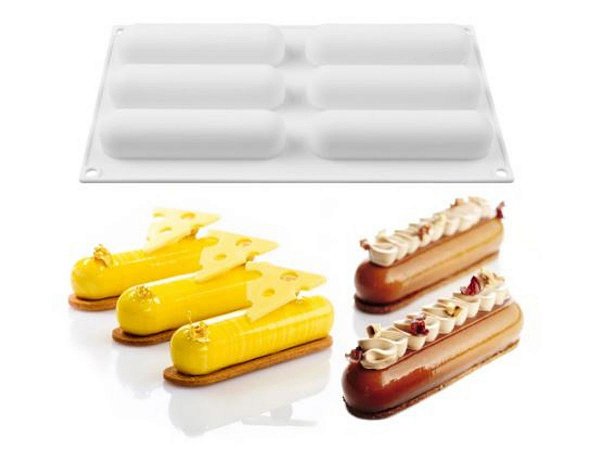 MOLDE DE SILICONE ANTIADERENTE PARA ECLAIR E SOBREMESAS