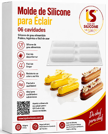 MOLDE DE SILICONE ANTIADERENTE PARA ECLAIR E SOBREMESAS