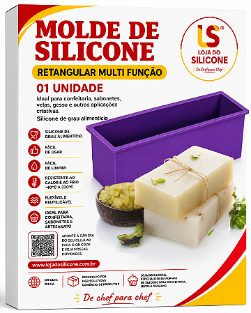 MOLDE DE SILICONE RETANGULAR FLEXÍVEL MULT FUNÇÃO