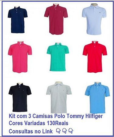 Kit com 3 Camisas Polo Tommy Hilfiger Cores Variadas - Shay Street Fashion