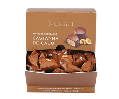 Bombom com Recheio Cremoso de Castanha de Caju - Caixa com 60 Unidades
