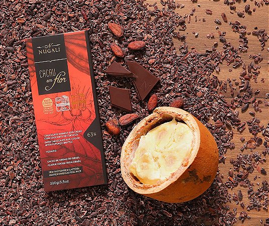 Tablete chocolate cacau em flor 63 % com crocante de cupuaçu