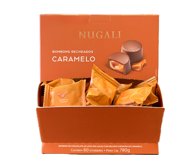 Bombom com Recheio Cremoso de Caramelo - Caixa com 60 Unidades
