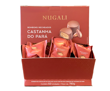 Bombom com Recheio Cremoso de Castanha do Pará - Caixa com 60 Unidades