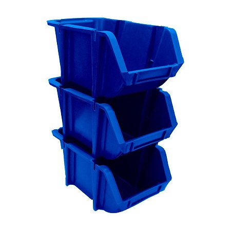 Gaveta Organizadora Braslider Nº3 Azul 8x10x17cm Kit com 60 Unidades