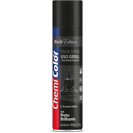 Tinta Spray Chemicolor Uso Geral Preto Brilhante 400ml 92