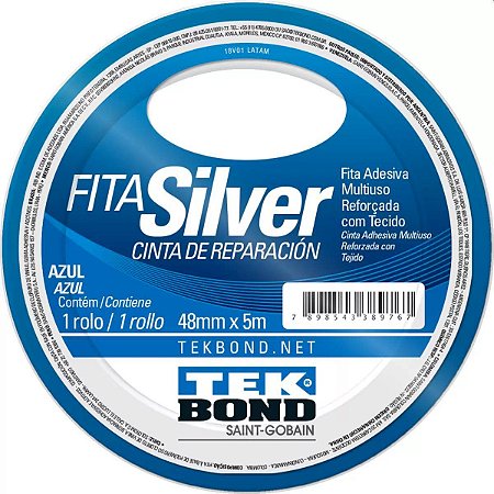 Fita Adesiva Tekbond Silver Tape Azul 48mm x 5m