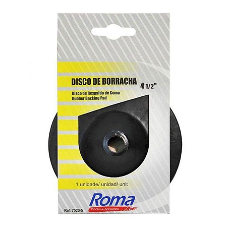Disco de Borracha Roma p/ Lixadeira 4.1/2'' Preto