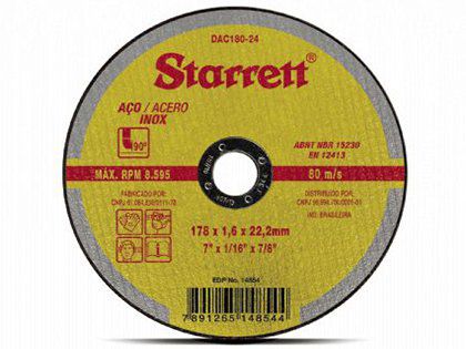 Disco de Corte Starret para Aço Inox 178 x 1,6 x 22,2mm